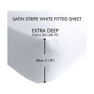 Cearceaf alb cu elastic 135x190 cm Satin Stripe - Catherine Lansfield