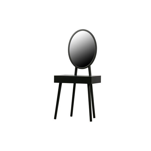 Masă de toaletă cu picioare din lemn de pin WOOOD Vanity, negru-image-3