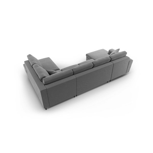 Colțar gri deschis extensibil, cu spațiu de depozitare cu tapițerie din catifea (cu colț pe partea dreaptă-în formă de "U") Kyoto – Cosmopolitan Design-image-4