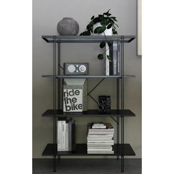 Bibliotecă neagră cu aspect de stejar 79x117 cm Wainwright - Queer Eye-image-1