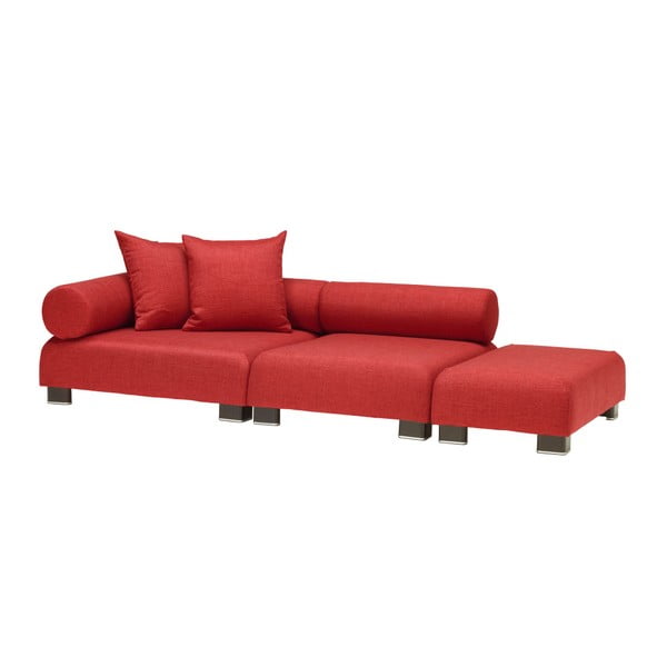 Canapea din 2 piese și 1 taburet 13Casa Etna, roșu