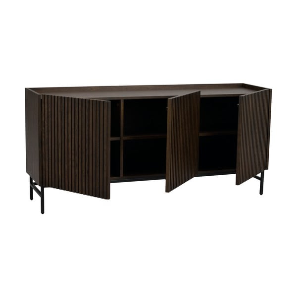 Comodă maro închis joasă din lemn masiv de stejar 160x75 cm Halifax - Rowico-image-3