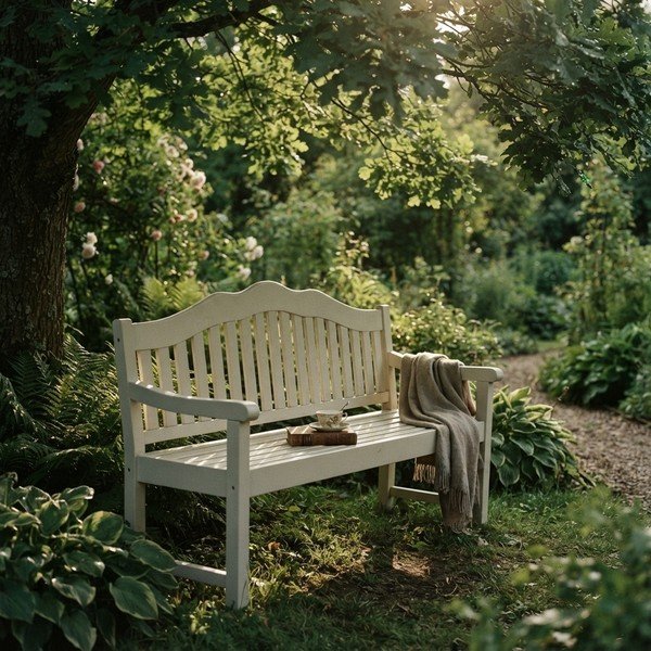 Bancă de grădină albă din lemn masiv Austin – Garden Pleasure-image-3