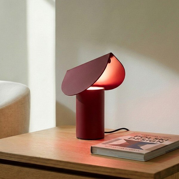 Veioză burgundy LED din aluminiu (înălțime 15 cm) BISCUIT – Thoro-image-1