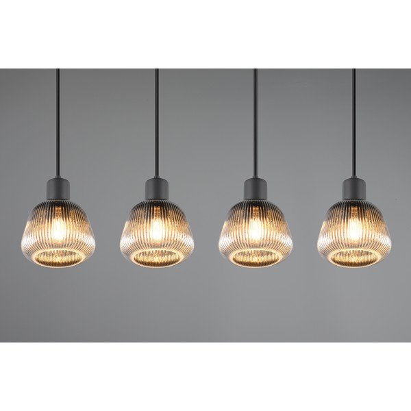 Lustră neagră cu abajur din sticlă ø 15 cm Tarifa – Trio-image-2