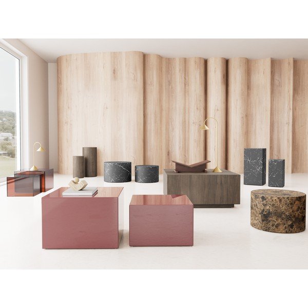 Măsuțe de cafea maro 2 buc. din sticlă 50x50 cm Dice – Actona-image-1