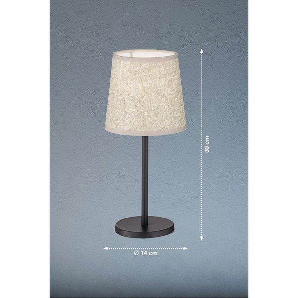 Veioză neagră/bej cu abajur textil (înălțime 30 cm) Eve – Fischer & Honsel-image-2