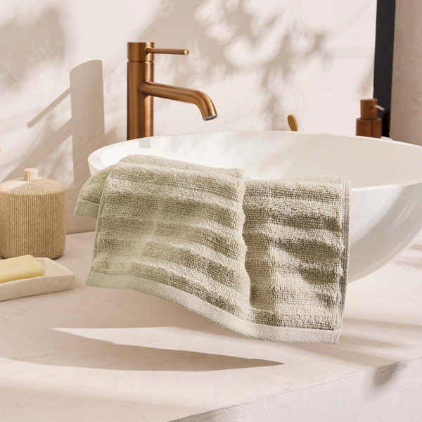 Prosop bej din bumbac din frotir 30x50 cm Maya – douceur d'intérieur-image-2