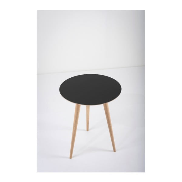 Măsuță auxiliară din lemn de stejar cu blat negru Gazzda Arp, Ø 45 cm-image-3