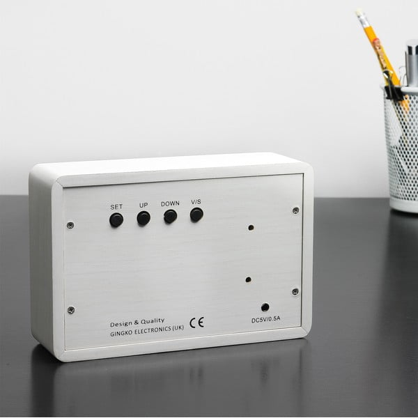 Ceas deșteptător cu LED Brick Click Clock, alb-image-1