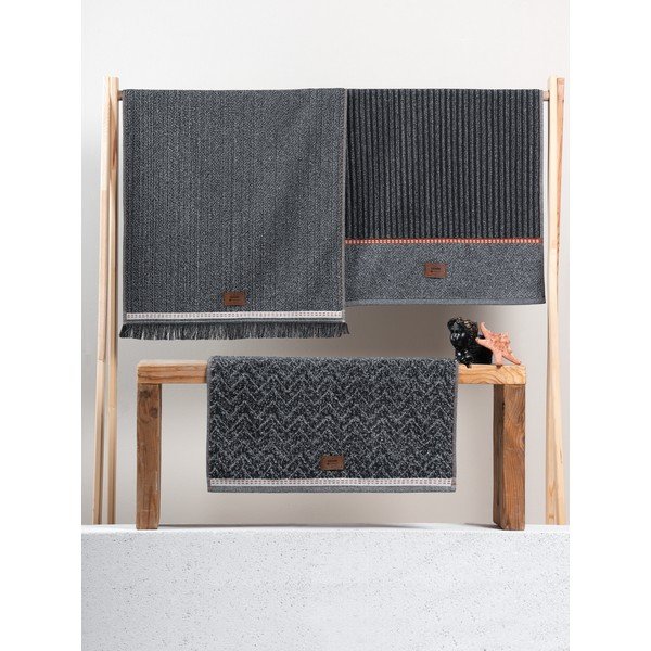 Prosoape gri-antracit 3 buc. 50x90 cm Denim – Foutastic-image-2