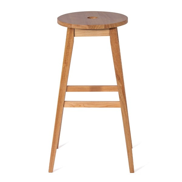 Scaun de bar în culoare naturală din lemn de arbore de cauciuc (înălțime șezut 75 cm) Club – Bonami Essentials-image-1