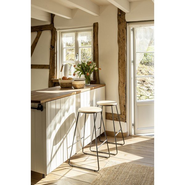 Scaune de bar nnegru-natural 2 buc. (înălțime șezut 70 cm) Loft – Wenko-image-1