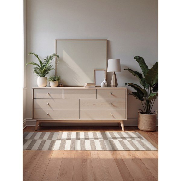 Covor alb/gri reversibil/țesut manual din lână 80x150 cm Vika – Hanse Home-image-1