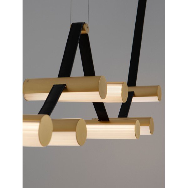 Lustră alămie LED cu intensitate reglabilă din aluminiu cu abajur din sticlă Luma – Nova Luce-image-3