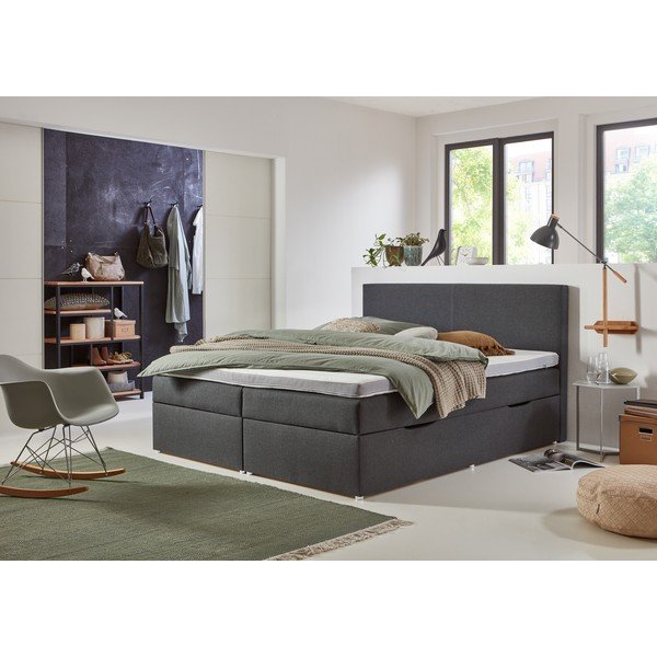 Pat boxspring gri cu spațiu de depozitare 180x200 cm Harry – Rojaplast-image-1