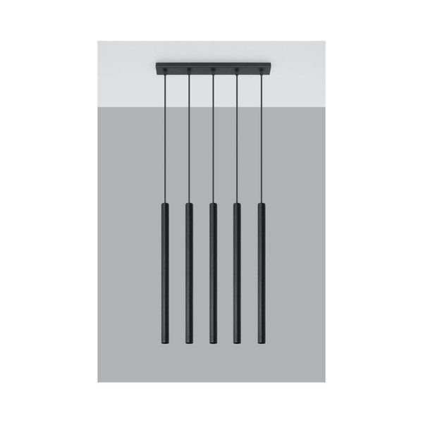 Lustră Sollux Fideus Cinco, negru-image-1