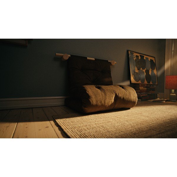 Fotoliu maro deschis cu tapițerie din catifea reiată Hooked – Karup Design-image-1