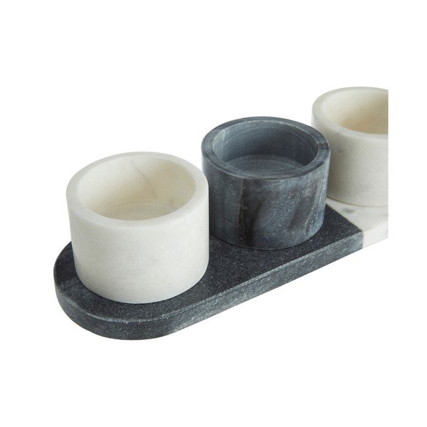 Set 3 boluri de servire din marmură Premier Housewares Marble, alb - gri-image-3