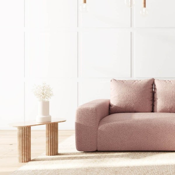 Colțar roz cu tapițerie din țesătură bouclé (cu colț pe partea dreaptă, cu șezlong) Monce – Rodier-image-4