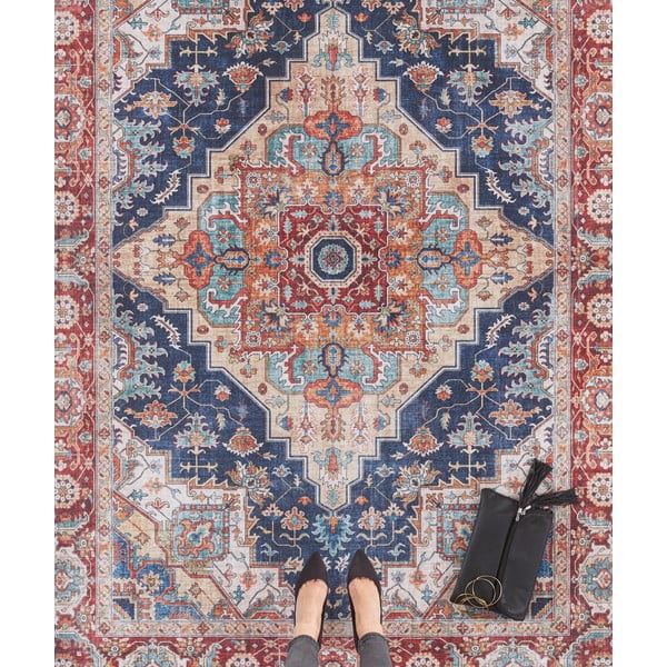 Covor Nouristan Sylla, 80 x 200 cm, roșu - albastru închis-image-1