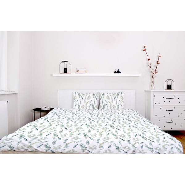 Lenjerie de pat din bumbac satinat Butter Kings Eucalyptus Branches, 200 x 200 cm-image-1