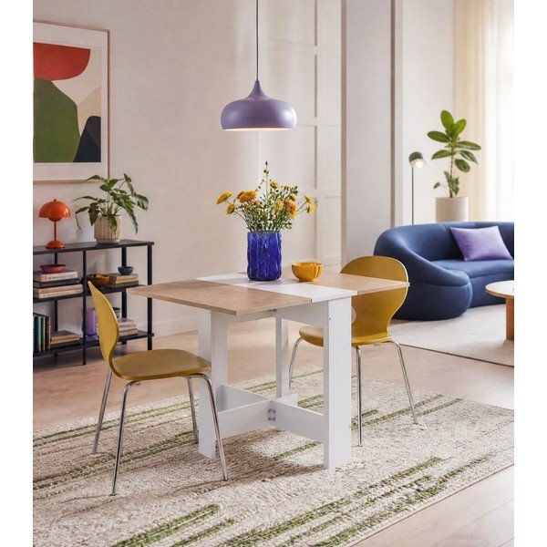 Masă de dining extensibilă cu blat cu aspect de lemn de stejar 76x28 cm Papillon – TemaHome-image-3