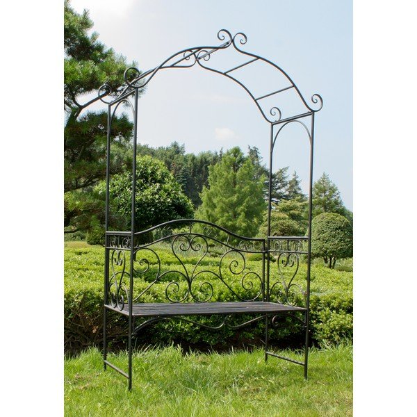 Bancă de grădină neagră din metal Colima – Garden Pleasure-image-4