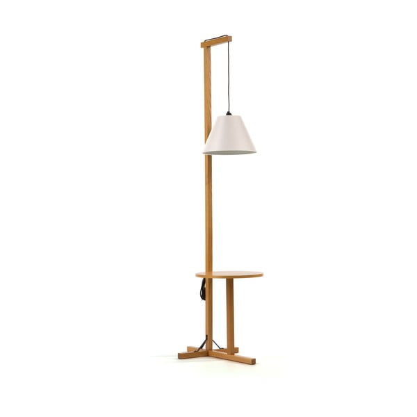 Lampadar cu structură din lemn Woodman Floor, alb-image-2