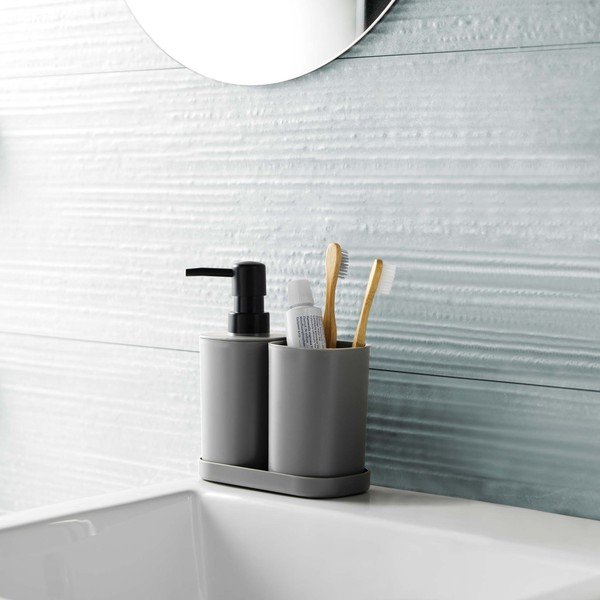 Set de accesorii de baie gri închis din plastic Vita – douceur d'intérieur-image-1