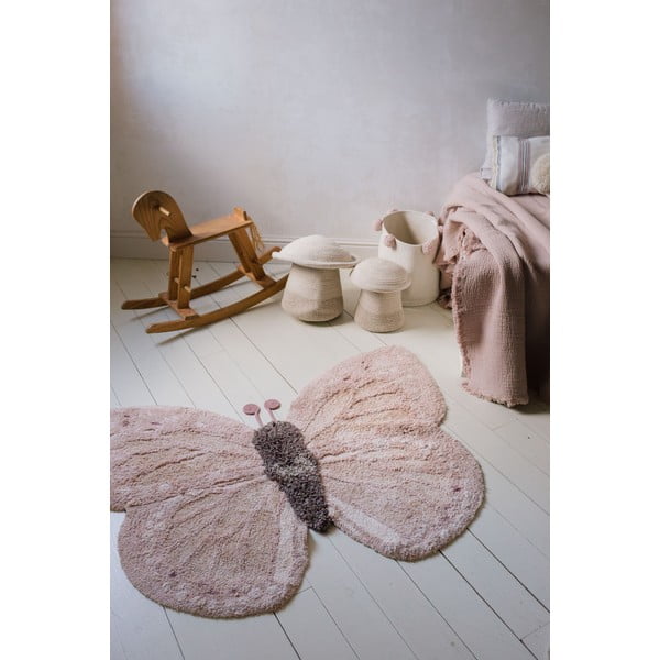 Covor pentru copii roz deschis/bej lavabil/țesut manual din bumbac 90x120 cm Baby Butterfly – Lorena Canals-image-1