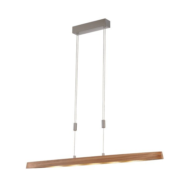 Lustră argintie/în culoare naturală LED cu intensitate reglabilă cu abajur din lemn Shine-wood – Fischer & Honsel