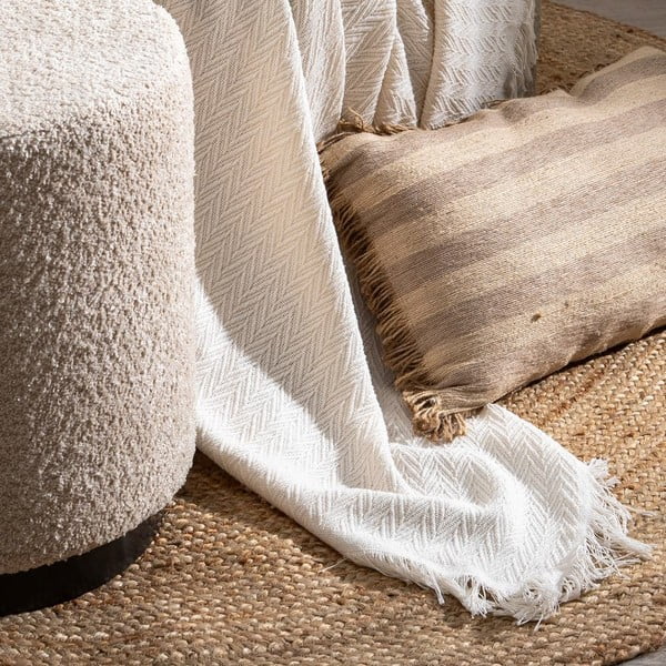 Cuvertură crem din bumbac reciclat 180x260 cm Spike – Ixia-image-1