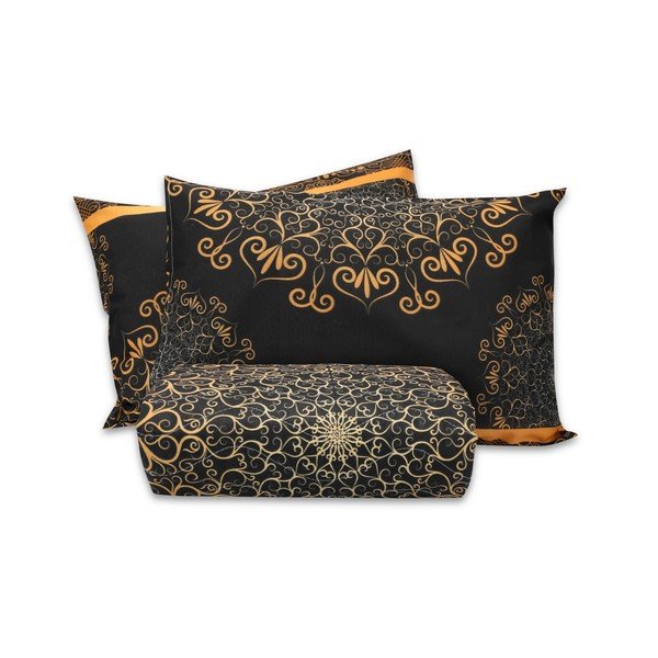Set cuvertură matlasată și 2 fețe de pernă Eponj Home Şehri-Ala Gold, 200 x 220 cm-image-2