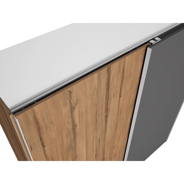 Dulap gri cu aspect de lemn de nuc cu uși glisante 182x200 cm Malta - Marckeric-image-3