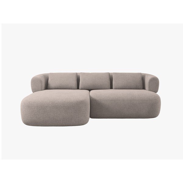 Colțar maro deschis cu tapițerie din țesătură bouclé (cu colț pe partea stângă/cu șezlong) Jenny – Micadoni -image-1