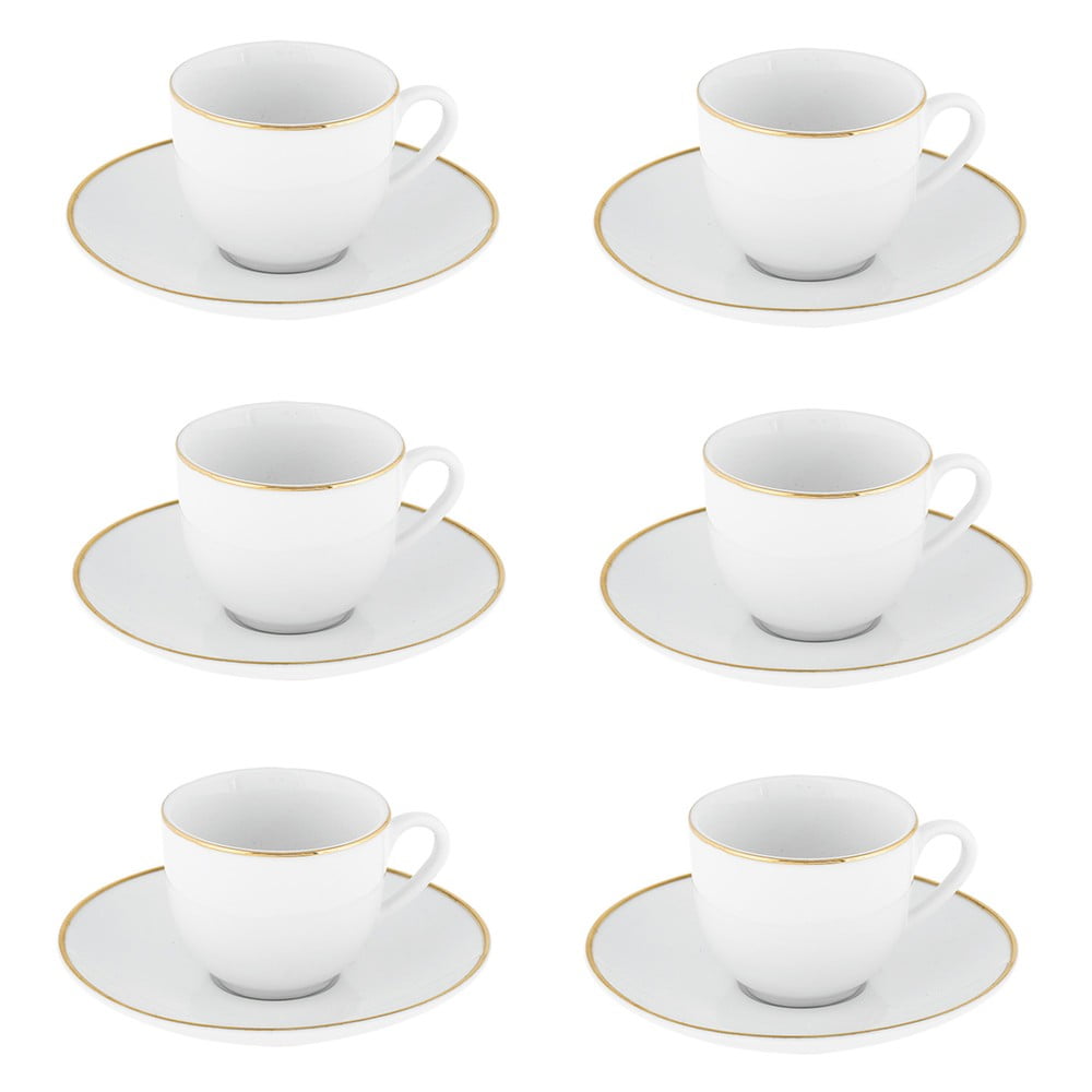 Cești albe 6 buc. din porțelan 100 ml Gold Chic – Villa Altachiara