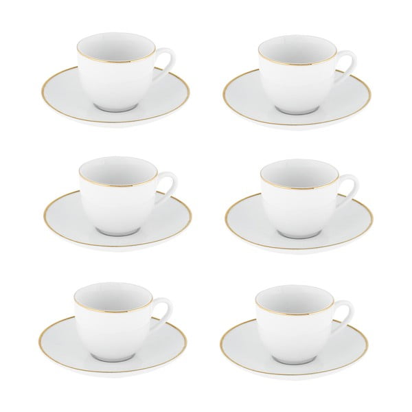 Cești albe 6 buc. din porțelan 100 ml Gold Chic – Villa Altachiara