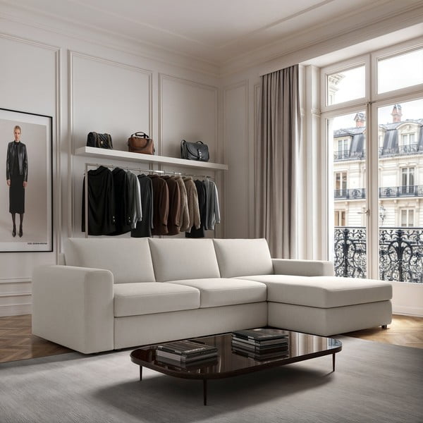 Colțar crem (cu colț pe partea dreaptă, cu șezlong) Baga – Rodier-image-1