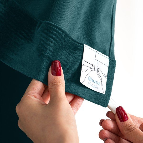 Draperie în culoarea petrolului dimout (semi-opacă) din catifea 530x250 cm Velto – Filumi-image-4