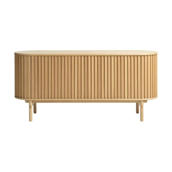 Comodă în culoare naturală joasă cu aspect de lemn de stejar 160x73 cm Carno – Unique Furniture