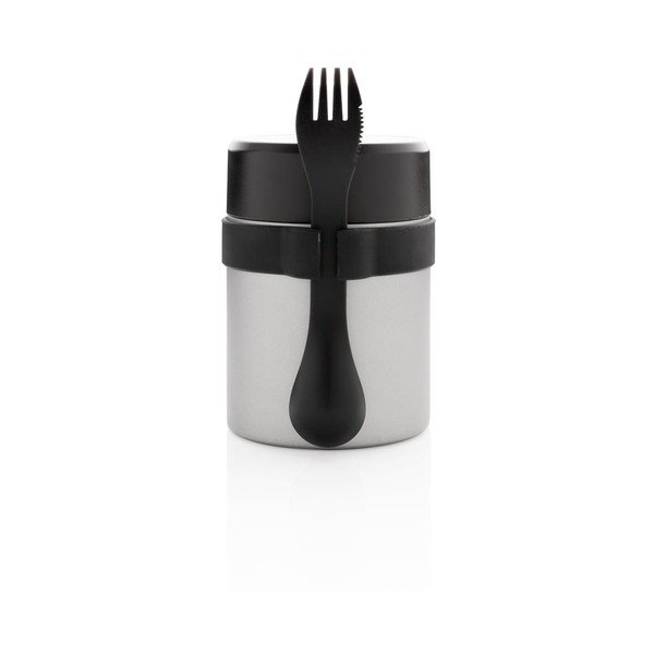 Set termos mâncare solidă și tacâmuri XD Collection, 400 ml, argintiu-image-4
