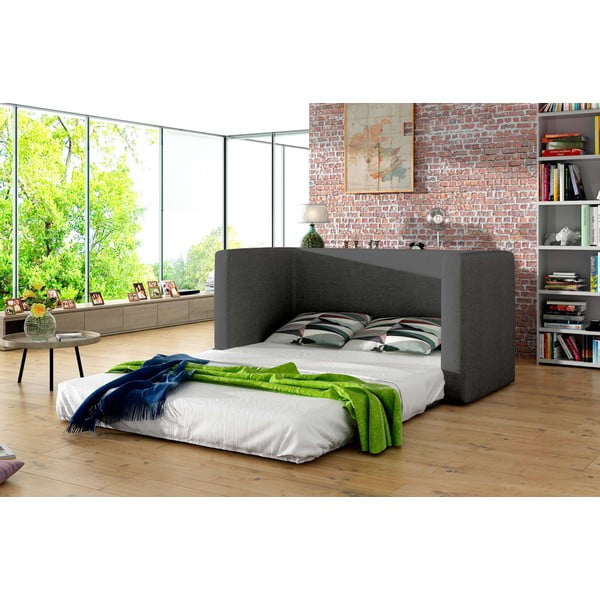 Canapea albastră/gri extensibilă cu tapițerie din chenille 132 cm Neva – ELTAP-image-2