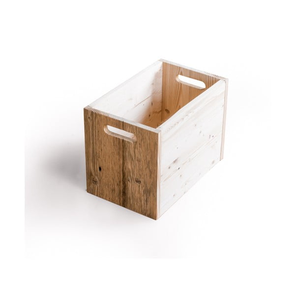 Cutie din lemn cu detalii de culoare deschisă Antique Wood, înălțime 33,5 cm