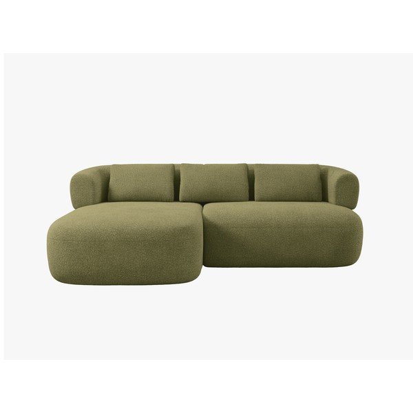 Colțar verde cu tapițerie din țesătură bouclé (cu colț pe partea stângă/cu șezlong) Jenny – Micadoni -image-1