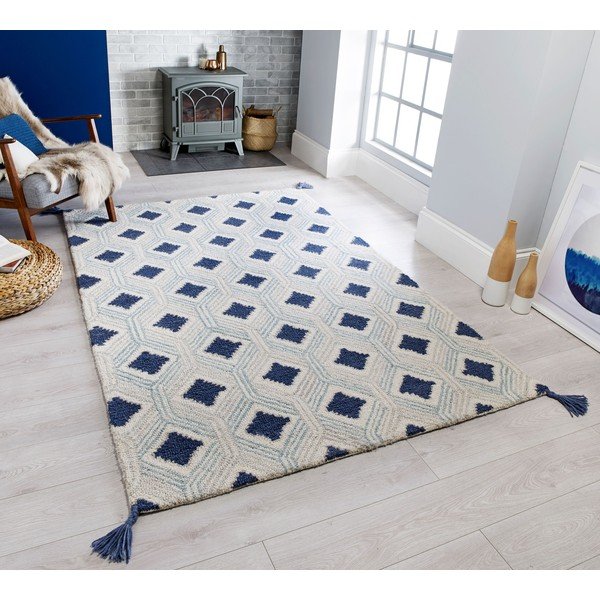 Covor din lână Flair Rugs Marco, 120x170 cm, albastru-bej-image-4