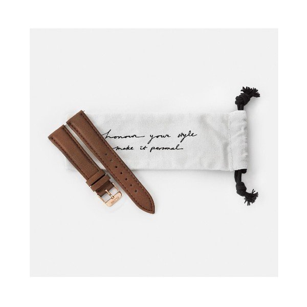 Curea din piele cu detalii roz - aurii pentru ceasul Cluse La Bohème, maro-image-1
