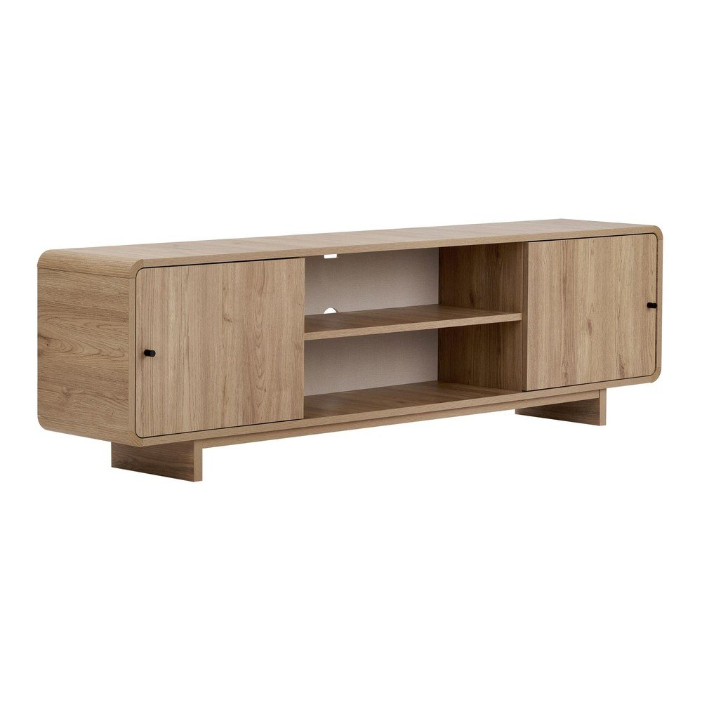 Comodă TV în culoare naturală deschisă cu aspect de lemn de stejar 180x52x34 cm Mirel – Nordure