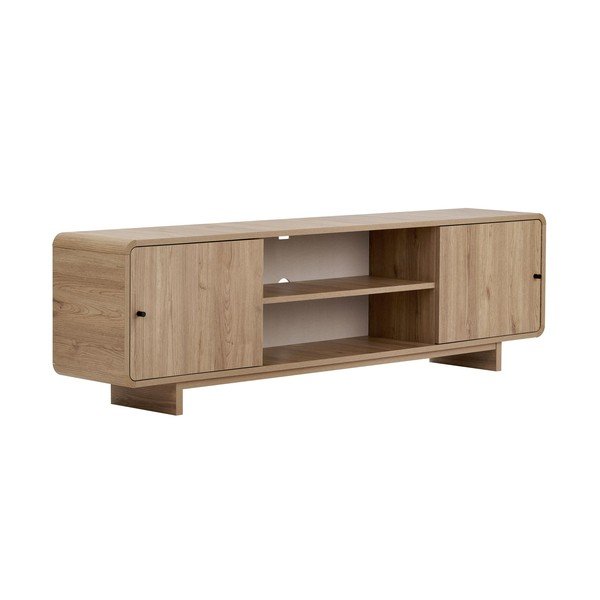 Comodă TV în culoare naturală deschisă cu aspect de lemn de stejar 180x52x34 cm Mirel – Nordure