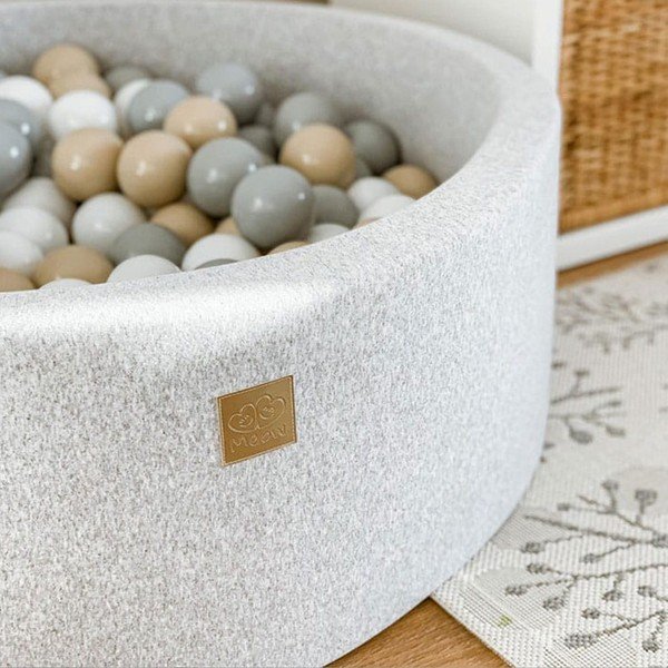 Piscină cu bile gri din catifea reiată ø 90x30 cm Montessori – Meowbaby-image-2